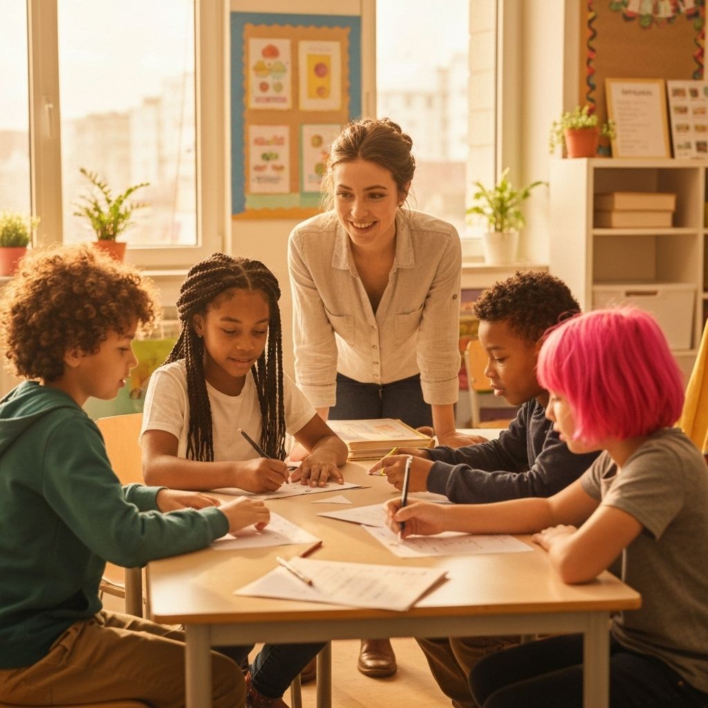 Students enjoying math in a collaborative classroom environment